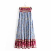 (ร้อน) Boho วินเทจเอวยางยืด Maxi ฮิปปี้ยาวกระโปรงผู้หญิงกระโปรงโลลิต้ากระโปรงผู้หญิงฤดูร้อน hippe saia กระโปรง