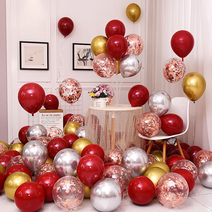 40pcs Balloons Set 10inch Confetti Sequins Balloon And Chrome Metalli ...