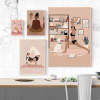 ► Boho Cat โยคะโปสเตอร์สาวสมดุลสุขภาพ Wall Art ภาพวาดผ้าใบความคาดหวัง VS ความเป็นจริงพิมพ์ภาพนอร์ดิกห้องนั่งเล่น decor