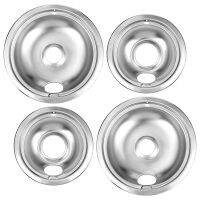 Drip Pan Kit,Universal Chrome Burner Drip Bowls Spare Parts for Whirlpool Kitchen Aid Range W10278125 W10196405 W1019640