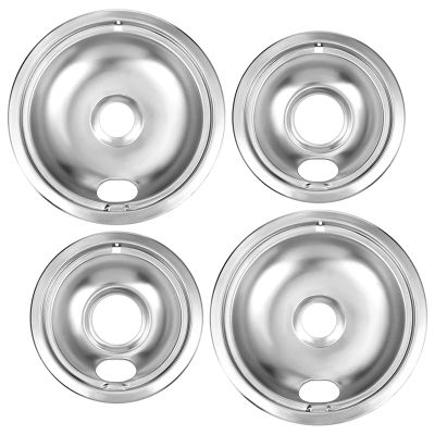 Drip Pan Kit,Universal Chrome Burner Drip Bowls Spare Parts for Whirlpool Kitchen Aid Range W10278125 W10196405 W1019640