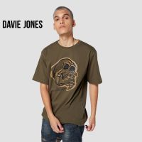 DAVIE JONES เสื้อยืดโอเวอร์ไซส์ พิมพ์ลาย สีเขียว Graphic Print Oversized T-Shirt in white WA0124DG