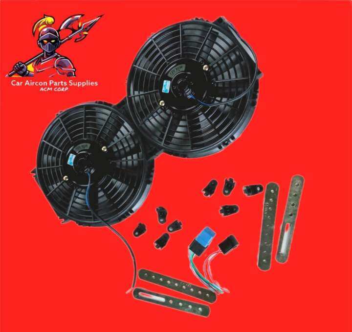 2PC AUX FAN WITH RELAY Car Aircon Parts Universal high speed 80watts