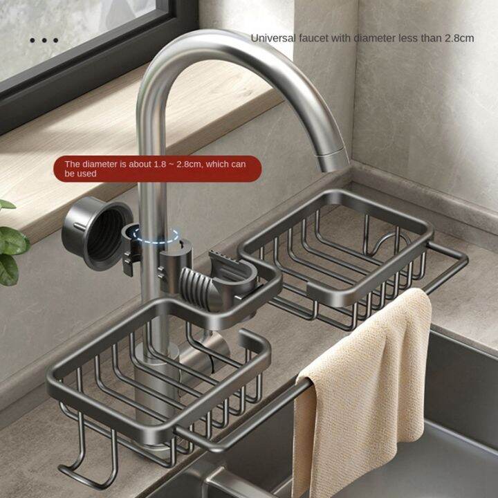 kitchen-space-aluminum-sink-drain-rack-sponge-storage-faucet-holder-soap-drainer-shelf-basket-organizer