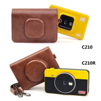 เคสกล้องหนัง PU สำหรับ Kodak C210RC210 Mini Shot 2เครื่องพิมพ์ภาพย้อนยุคฝาครอบกล้องทันทีพร้อมสายคล้องไหล่อุปกรณ์เสริม