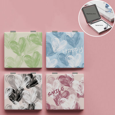 Mirror Portable Mirror Heart-shaped Pattern Mirror Double-Sided Mirror Cosmetic Mirror Folding Makeup Mirror