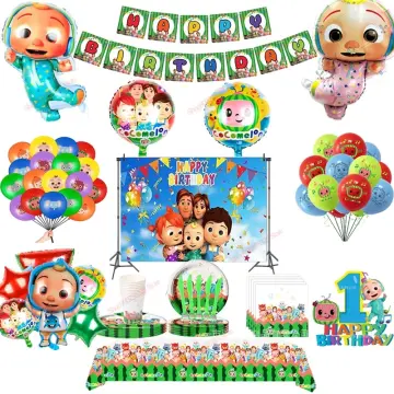 COCOMELON TABLE COVER Birthday Party Decoration SUPPLIES BALLOON CUP PLATE