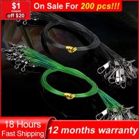 20PCS Steel Wire Leader With Swivel Snap Pin Anti Bite Metal Luya Lead Core Leash Fishing Wire Accessory Tools 12CM To 30CM Fishing Lines