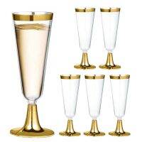 【CW】☞■  6Pcs/Set 150ML Disposable Wine Glass Plastic Flutes Glasses Cocktail Goblet Wedding Supplies Bar Drink Cup