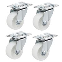 uxcell 4Pcs Swivel Fixed Casters 1 inch 1.25 inch 1.5 inch 2 inch Nylon Wheels White Furniture Industrial Light Duty Caster