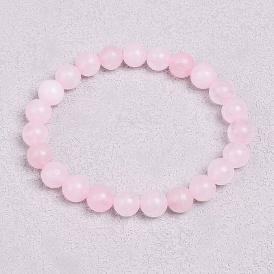Rose Quartzs Bracelet Pink Crystal Natural Stone Beads Bracelets Madagascar Round Bead Stretch Healing Lovers Women Jewelry Gift