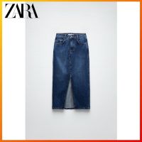 Zara ใหม่ กระโปรงยีน ผ่าหน้า สําหรับผู้หญิง