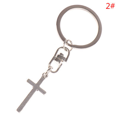Shiqinbaihuo พวงกุญแจรถจี้รูปนางฟ้าพวงกุญแจทรงไม้กางเขน1ชิ้นพวงกุญแจคริสเตียนพระเยซู
