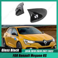 ✗◊ Pair Gloss Black Car Rear View Mirror Cover Caps Trim For Renault Megane RS 2018 2019 2020 2021 2022 ABS Exterior Accessories