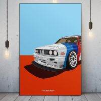 โมเดิร์นหรูหรา Retro รถสปอร์ต E30 ภาพประกอบ Motorsport Graffiti ภาพวาดผ้าใบ Racing โปสเตอร์และพิมพ์ Wall Art Room Decor