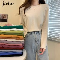 ✠♂ Jielur 16 Colors Korean Top Female Loose Knitted Sweater Sleeve Tee Shirt Knitwear