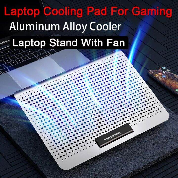 Gaming Laptop Cooler Stand With Fan Metal Laptop Cooling Pad Two USB ...