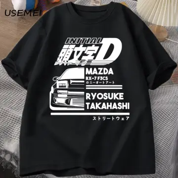 Initial D Anime Manga Takumi Fujiwara Logo Cotton Printed Gray T-shirt Top  Tee