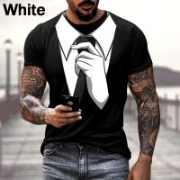 2023 new2022 Summer Fashion Funny Fake Suit 3D Printed Men Black T Shirt