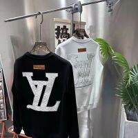 2023 FallWinter Hot-Selling L VPresbyopic round Neck Sweater the Same One with Internet Hot Couple Heavy Industry Three-Dimensional Letters Casual All-Matching Tops