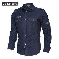 JEEP สปิริตเสื้อแขนยาวสำหรับผู้ชาย,ใหม่เสื้อแขนยาวเสื้อเชิ้ตทำงานเสื้อเชิ้ตลำลองวัยกลางคนและหลวมขนาดใหญ่