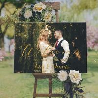 Personalized Wedding Decoration Welcome Sign with Photo Custom Entrance Photo Sign for Wedding Engagement Party Canvas Sign