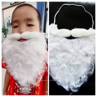 (1 อัน) สีขาว หนวดเครา เคราปลอม หนวดปลอม หนวดคนแก่ หนวดซานตาคลอส เคราฤาษี พราหมณ์ ชูชก ซานตาคลอสfake mustache m24