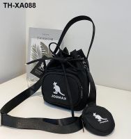 South Korea fashion package bucket female kangaroo KANGOL tide draw string worn one shoulder bag with zero purse leisure