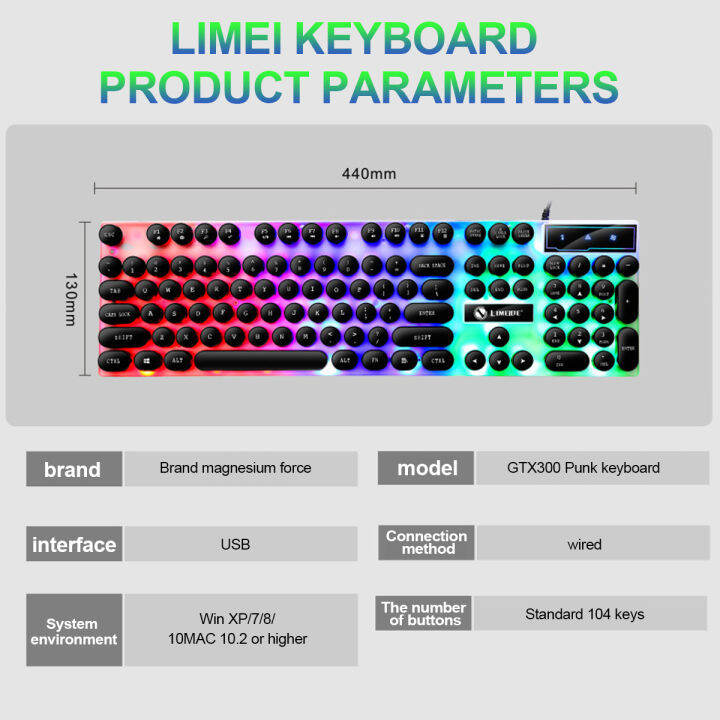 seynli-flash-led-gaming-keyboard-keycaps-gradient-punk-round-key-board-for-samsung-xiaomi-pc-laptop-wired-keyboard-104-keys