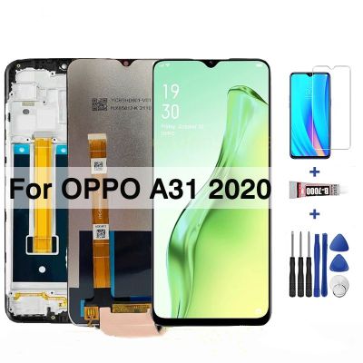 ต้นฉบับสำหรับ OPPO A31ชิ้นส่วนจอสัมผัสแอลซีดีของเครื่องแปลงดิจิทัล CPH2015สำหรับ OPPO A8 2019 PDBM00เปลี่ยนจอแอลซีดีพร้อมกรอบ6.5"