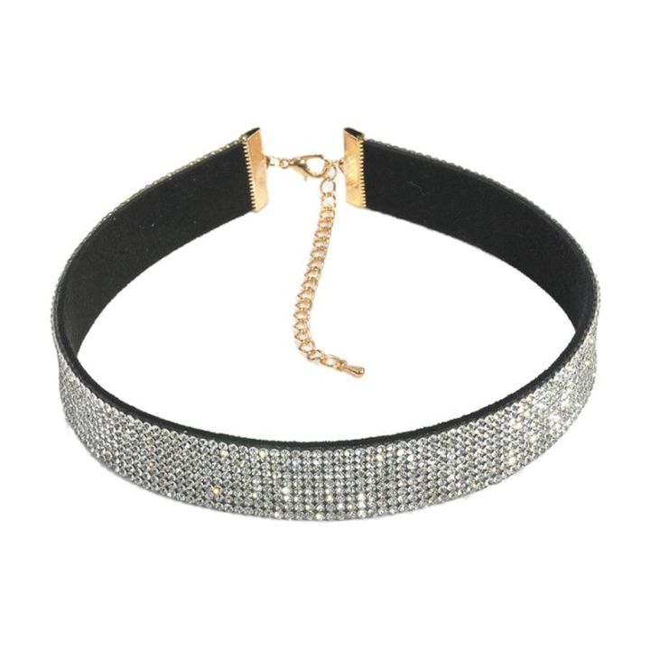 women-suede-leather-full-diamond-crystal-rhinestone-choker-collar-boho-necklace-jewelry