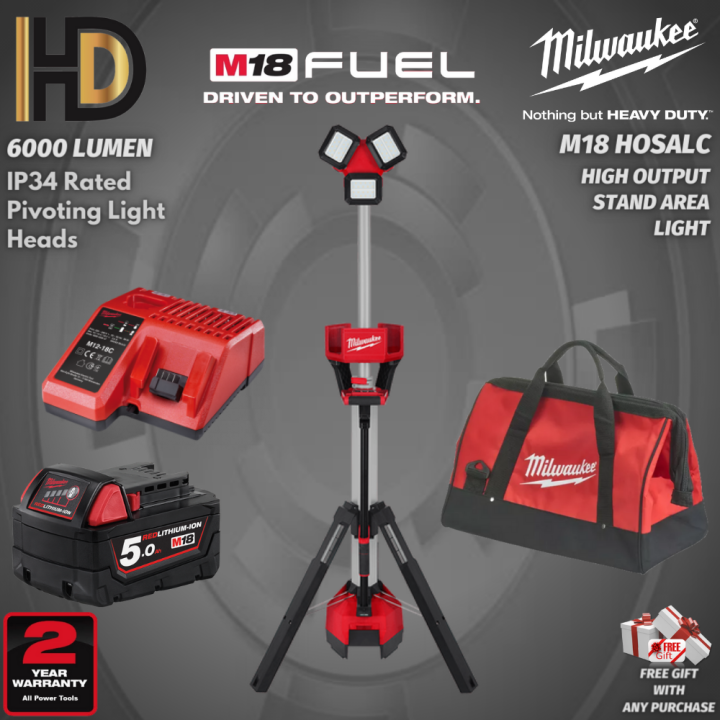 Milwaukee M18 HOSALC LED High Output Area Stand Light With Charger 6000