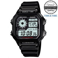 Time&amp;Time Casio Standard นาฬิกาข้อมือผู้ชาย สีดำ สายเรซิน รุ่น AE-1200WH-1AVDF ใหม่ แท้