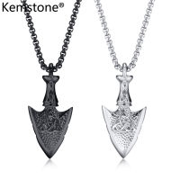 Kemstone จี้เครื่องประดับสร้อยคอชายชุบเงินเหล็กสเตนเลสสีดำ