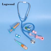 Wooden Simulation Doctor Toy Set Real Life Game Kids Stethoscope Earpiece Set Play a Nurse Simulation Injection Tool