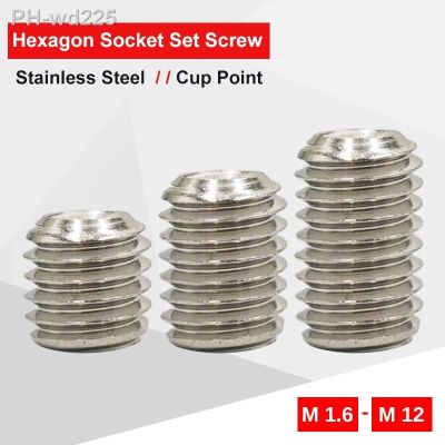 Hex Socket Set Screw M1.6 M2 M2.5 M3 M4 M5 M6 M8 M10 M12 Stainless Steel Cup Point headless Screw Match with Hex Socket Wrench