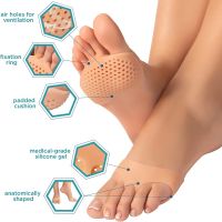 1 To 5 Pairs Silicone Insole Foot Pads Insoles for Feet Toe Socks Pain Relief Foot Massage Insoles Insoles Forefoot Socks Shoes Accessories