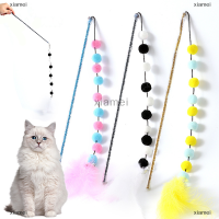 xiamei อะคริลิค Contrast Plush Ball Bell Feather Cat Teaser และการออกกำลังกาย Cat Wand PET Supplies แมวของเล่นตลกแมวไม้กายสิทธิ์ของเล่นสำหรับแมวในร่ม