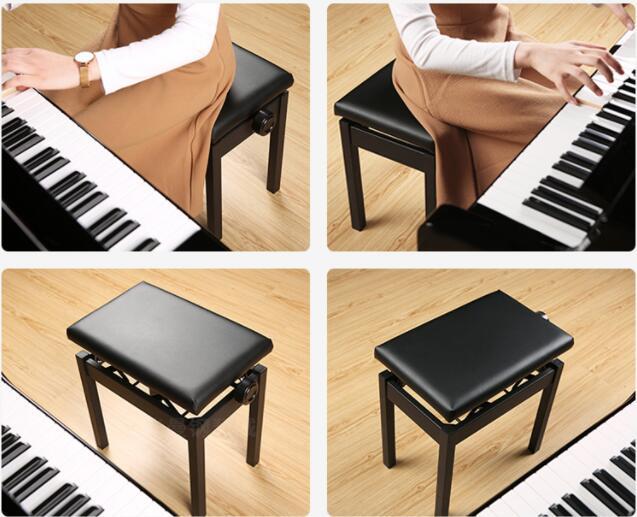 gregory-ก้าอี้เปียโน-เก้าอี้เปียโนปรับความสูงได้-เก้าอี้เปียโนปรับระดับได้-เบาะหนัง-เก้าอี้คีบอร์ด-adjustable-piano-stool-black-solid-wood-piano-bench