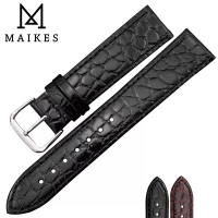 MAIKES ดูอุปกรณ์เสริมหนังแท้สายนาฬิกาลายจระเข้ข้อมือวงนุ่ม Watch Bands 12มิลลิเมตร-20มิลลิเมตรสร้อยข้อมือสีดำ