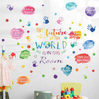 สีสัน Handprint สติ๊กเกอร์ติดผนัง Self-Adhesive สำหรับ Art Studio ห้องนอนเด็กห้องนั่งเล่นวอลล์เปเปอร์ Home Decor