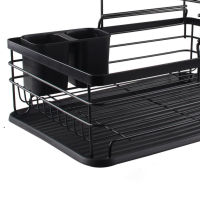 ชั้นวางบนโต๊ะอาหาร Simple Iron Double Layer Plate Bowl Tableware Drain Rack for Kitchren