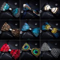 RBOCOTT Feather Bow Ties Mens Luxury Bowtie With Box Fashion Peacock Feather Bow Ties For Men Business Party Wedding Nails Screws Fasteners