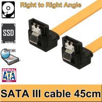 สาย CABLE สาย ฮาร์ดดิส ( สายซาต้า ) SATA 3.0 สีส้ม ( Orange ) Right Angle SATA to Right Angle SATA III Cable  45cm