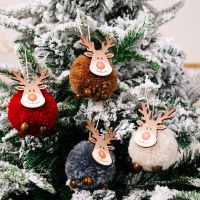 Christmas Felt Wooden Elk Hanging Ornaments Cute Reindeer Xmas Tree Decorations Hanging Pendants for Party Navidad Decor O7C3