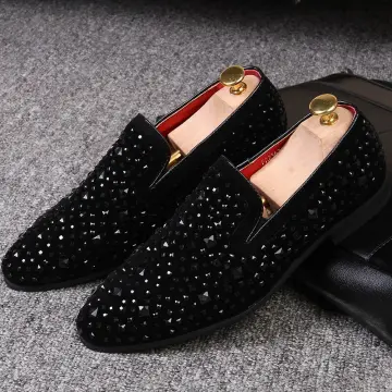 Mens black spiked on sale shoes