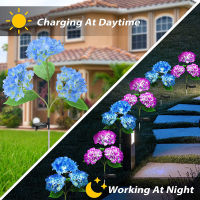 2 Pack Solar Hydrangea Garden Light Outdoor IP65 Solar Flower Lawn Lamps Outdoor Pathway Light for Patio Yard Wedding Decoration