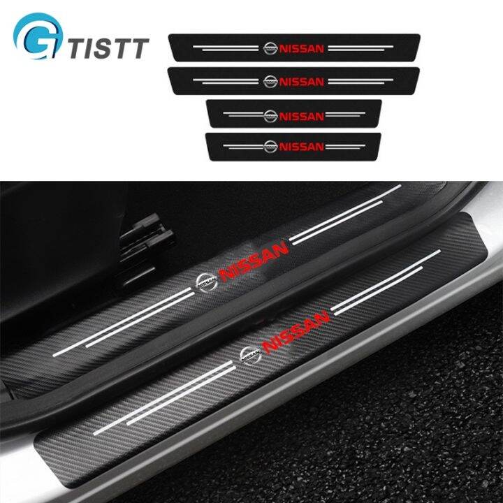 hot-gtistt-4ชิ้น-คาร์บอนไฟเบอร์-กันรอยประตูรถยนต์-carbon-fiber-แผ่นกันรอยประตูรถยน-สติ๊กเกอร์ติดรถ-สำหรับ-nissan-march-almera-kicks-note-qashqai-terra-sylphy-titan-navara-x-trail