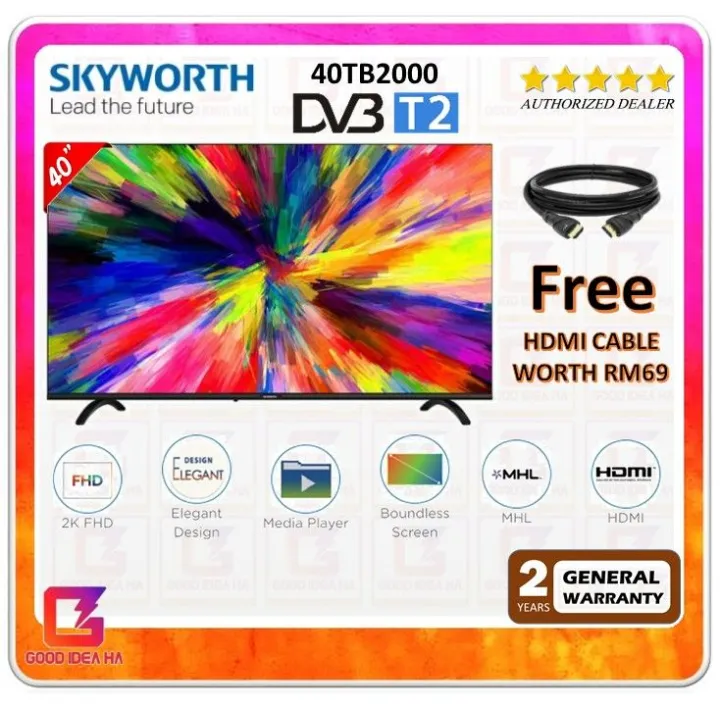 *FREE HDMI CABLE* Skyworth Boundless Screen 40 Inch FHD Basic TV ...