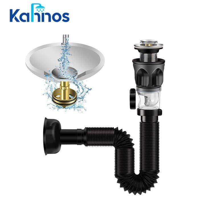 ABS Bottle Trap with 110cm Pipe Drains Kit Flexible Retractable Drain Pipe Deodorant Sink Drain